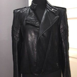Zara Black Vegan Leather Moto Jacket Size Medium
